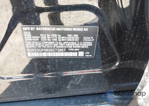 2025 BMW X3 30 xDrive from USA, damaged, VIN 5UX53GP06S9Z73957